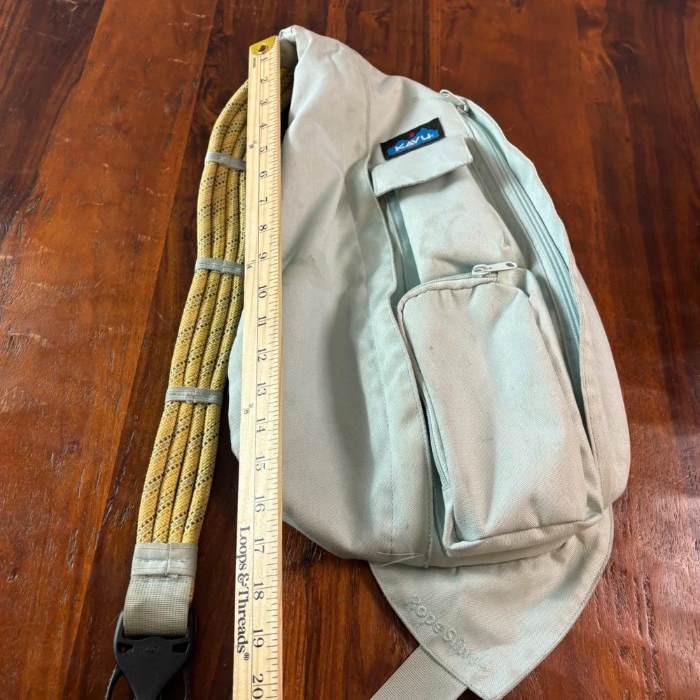 KAVU Rope Bag Mint Green Canvas Sling Crossbody Backpack Outdoors Gorpcore